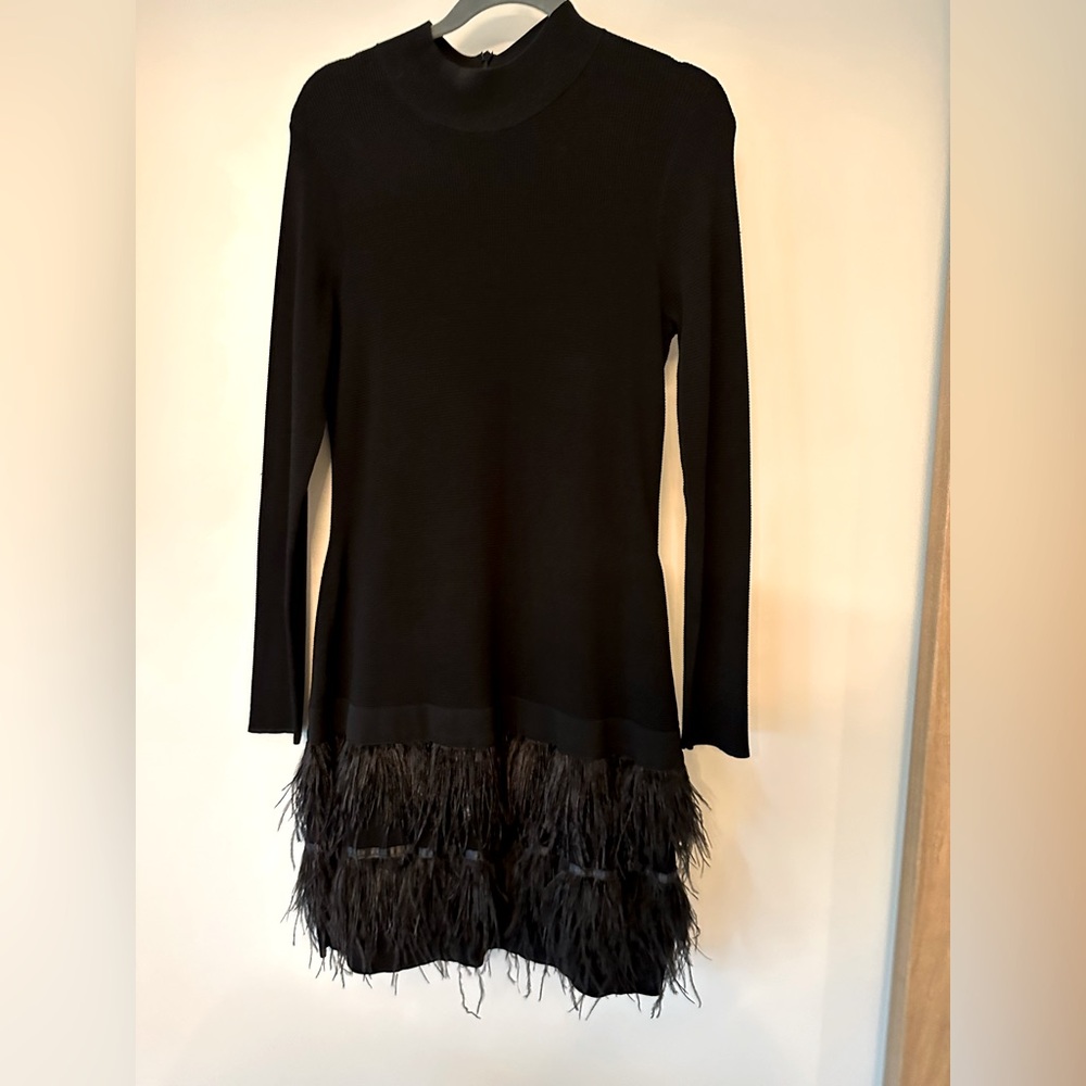 MICHAEL Michael Kors Stunning Black Feather Evening Cocktail Dress